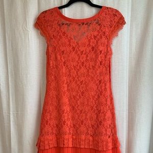 Fitted Salmon Lace Dress